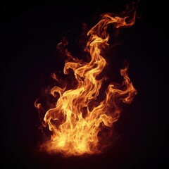 fire flames with glowing particles isolated on black background