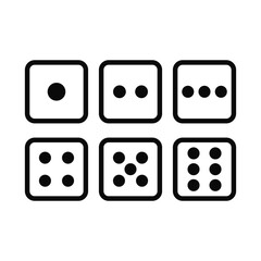 Black Dice Set In Square Line One Two Tree Four Five Six Cube
