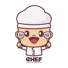 chef cartoon mascot. vector illustrations with outline style