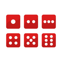 Red Dice Set In Square One Two Tree Four Five Six Cube
