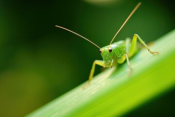 close view of insect on plant leaf and natural green background (AI Generator)