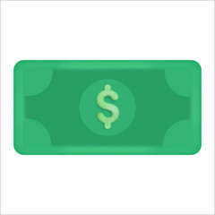 dollar money cash icon. Money bill isolated on white background, vector dollar cash bill illustration