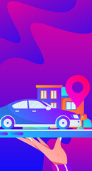 Flat vector concept operation hand drawn illustration of people taking a taxi

