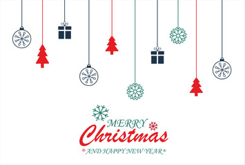 Fototapeta na wymiar Merry christmas background vector art, with christmas themed decorations, and wishes for merry christmas and new year, minimalist design vector.