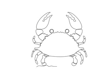 Single continuous line drawing of crab for aquatic logo identity. Beautiful mascot concept for under water show icon. One line draw graphic design vector illustration
