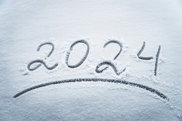 Abstract background. Date 2024 on white snow