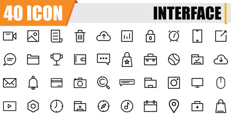 Fototapeta na wymiar interface outline icons set, editable icons. interface, UI, digital, technology, display.