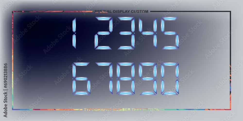 Poster assorted digital custom vector numbers. minimum. color gradation. dark. banner network. 3d effect. d