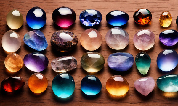 Different Gemstones on a table - AI generated