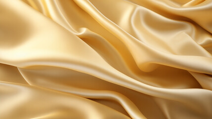 silk fabric of golden color, top view, background and pattern from natural material. - obrazy, fototapety, plakaty