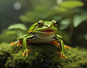 Naklejka premium frog on leaf