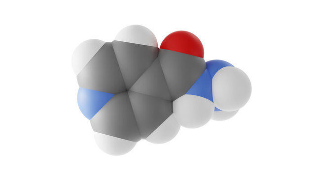 isoniazid molecule, antituberculosis agents, molecular structure, isolated 3d model van der Waals