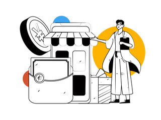 Internet financial management investment flat vector concept operation hand drawn illustration
