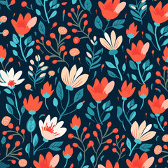 Floral pattern of intertwined intricate leaves in pink, green and yellow. Abstract leaf design, vector illustration background crafted for textile or print