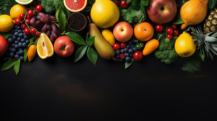 Fruits on The Black Background