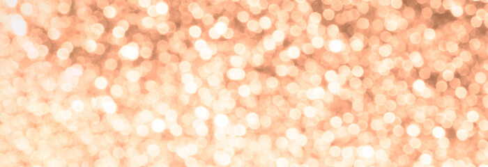 Sparkling bokeh background with pink highlights, peach color, 2024 Banner mockup with place for...