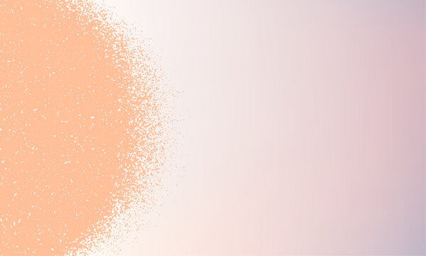 Blurred peach fuzz blob banner, circle grain texture and noise distressed effect. Dotted print wallpaper.