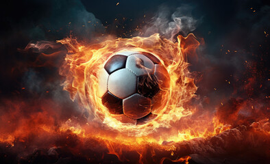 Naklejka premium soccer ball in fire