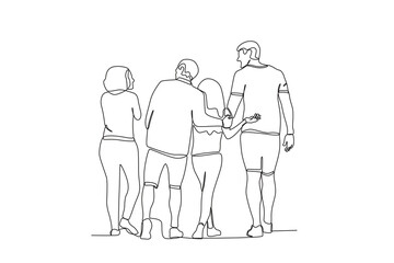 Single continuous line drawing of people on the street. outdoor crowd concept, vector illustration of male and female crowd
