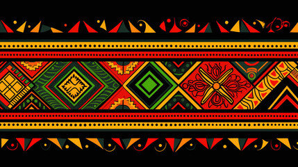 African art pattern on black background