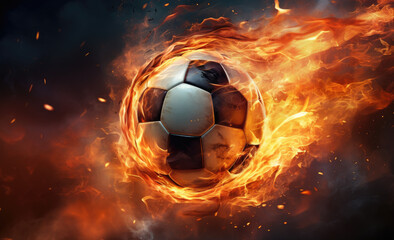 Fototapeta premium soccer ball in fire