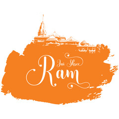 Illustration of English text- Jai Shree Ram, calligraphy Design For Happy Dusshera Festival and ram Navami, Ayodhya -Jai Sri ram - obrazy, fototapety, plakaty