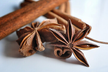 Anise and cinnamon closeup.
