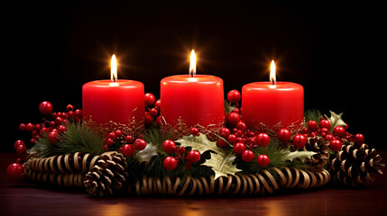 Obraz na płótnie Canvas christmas candle and decorations