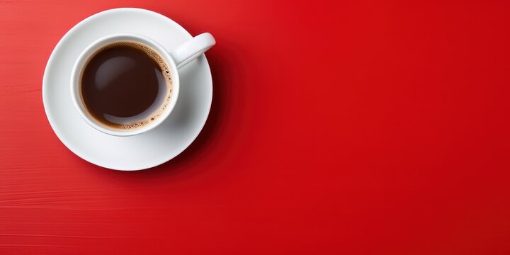 White mug contrasts with a vibrant background.