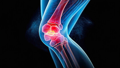 Vital Organ Highlights Human Knee Structure in Silhouette. Generative AI