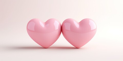 Twin hearts touch, their shared hue a symbol of connected souls.