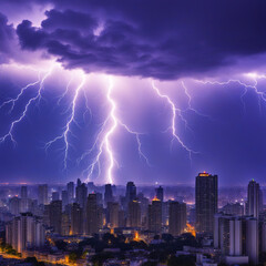  lightning, storm, thunder, night, city, sky, thunderstorm, weather, rain, flash, bolt, electricity