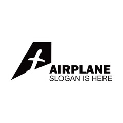 airplane design template. a alphabet logo vector.