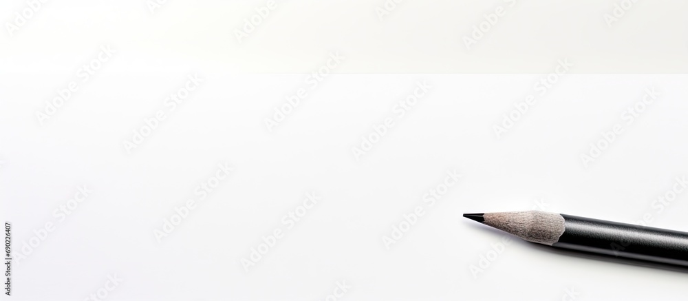 Aufkleber Pencil draws a black line on white paper close up. Website header. Creative Banner. Copyspace image