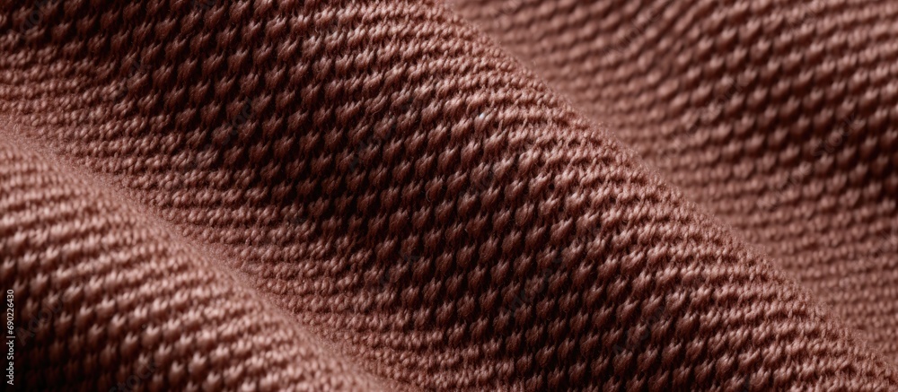 Poster macro shot of brown woolen knitted fabric texture. website header. creative banner. copyspace image