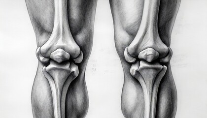 Pencil drawing reveals the complex structure of the human Knee. Generative AI - obrazy, fototapety, plakaty