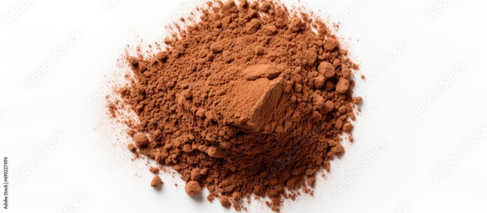 Aufkleber pile of cocoa powder isolated on white background top view flat lay. website header. creative banner