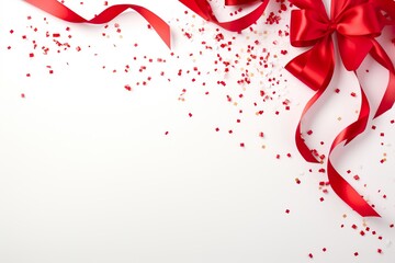 Red Ribbon for festive decorations on a white background