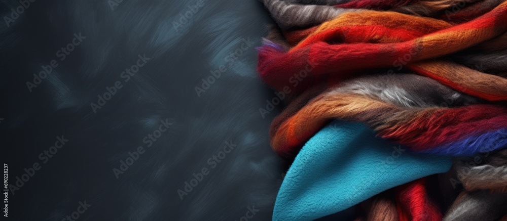 Leinwandbilder pilled colorful woolen blanket closeup woolen blanket with lint pilling woolen product after washing