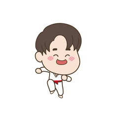 달리면서 웃고있는 태권도 소년 캐릭터