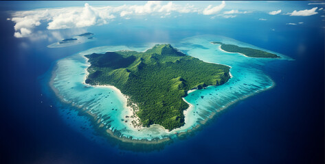 Fototapeta na wymiar photo of the Natuna Islands of the South, world map on blue background