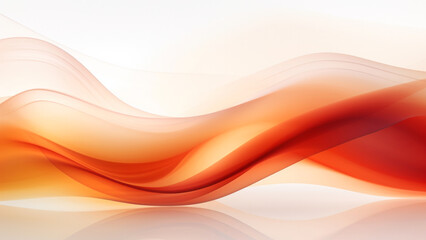 Abstract silk orange waves design with smooth curves and soft shadows on clean modern background. Fluid gradient motion of dynamic lines on minimal backdrop