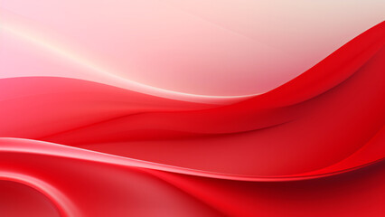 Obraz premium Abstract red waves design with smooth curves and soft shadows on clean modern background. Fluid gradient motion of dynamic lines on minimal backdrop