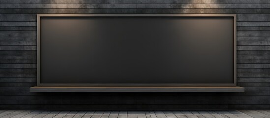horizontal black empty signage on clothes shop front with glass windows. Website header. Creative...