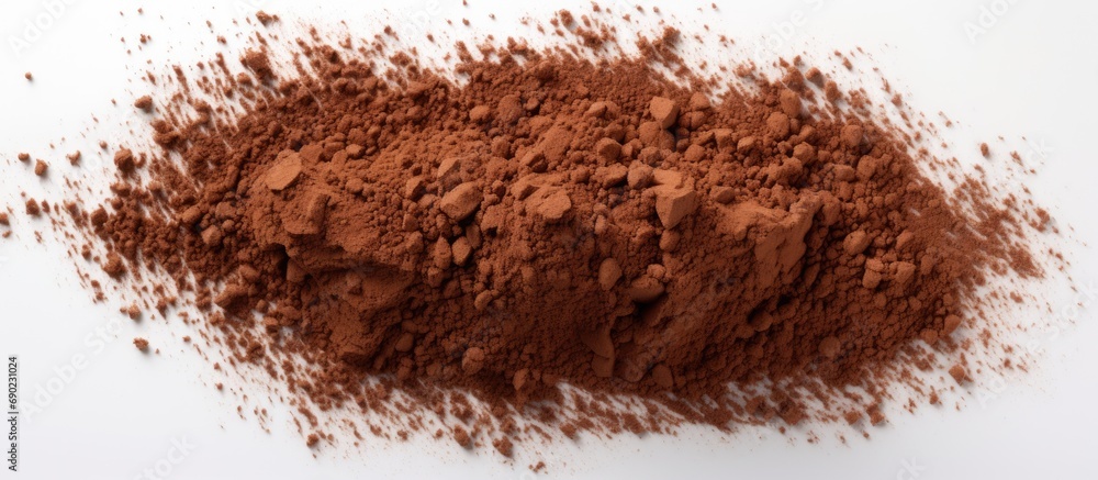 Aufkleber pile of cocoa powder isolated on white background top view flat lay. website header. creative banner