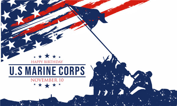 Happy birthday US Marine Corps November 10th. Background Vector Illustration.	