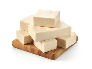 Block of firm tofu isolated on white background