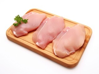 Boneless chicken breasts isolated on white background