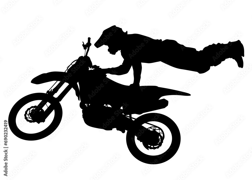 Sticker Old big bike and man white background