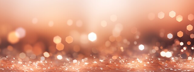 Wide angle of sparkling golden glitter with a warm bokeh effect, conveying luxury and celebration, banner, festive event backdrops, luxury branding, holiday sale banners, designs, peach fuzz
